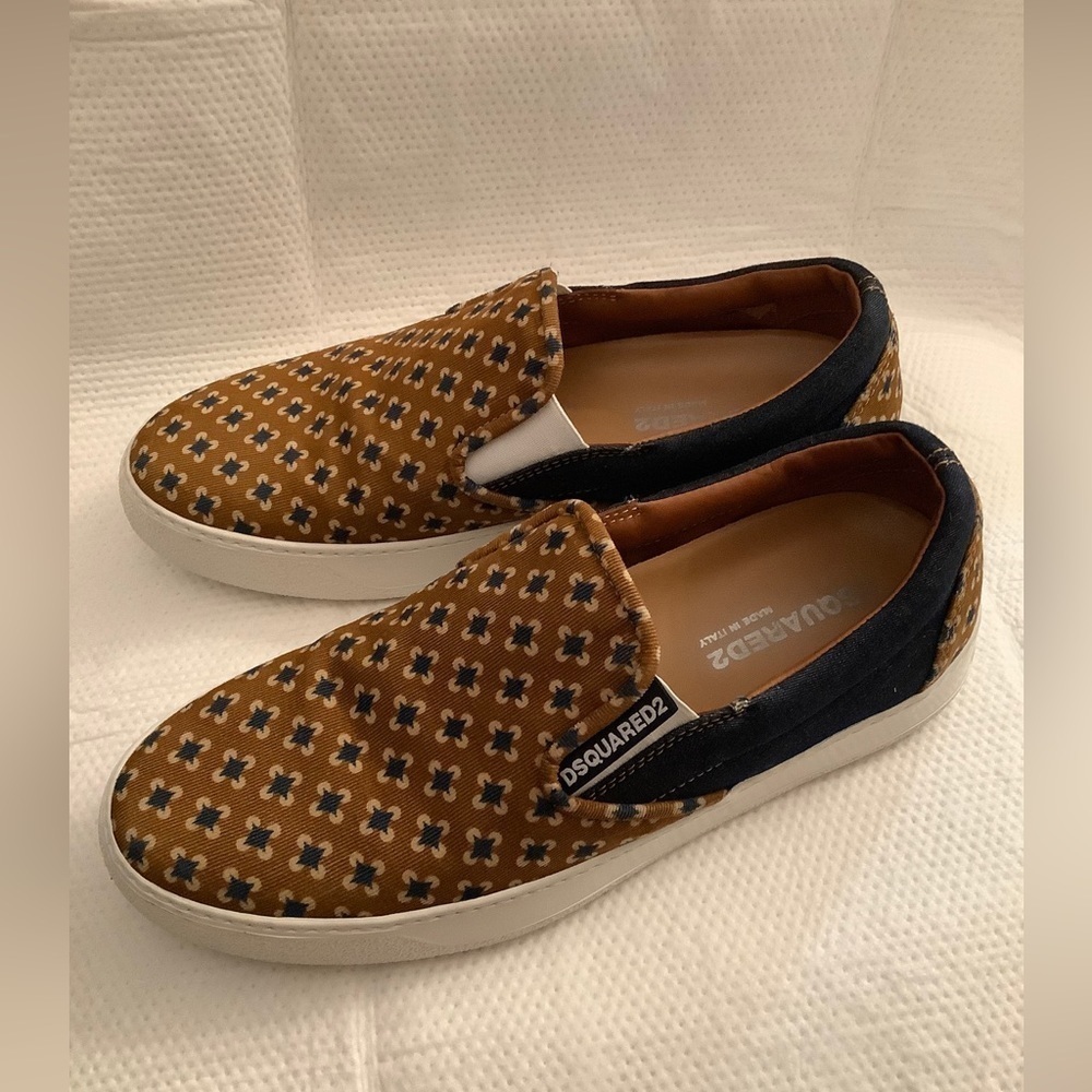 DSQUARED2 Canvas / Denim Brown & Navy Slip On Sneaker Mens 41 EU-8 US RARE H2F‍‍ - Picture 5 of 11